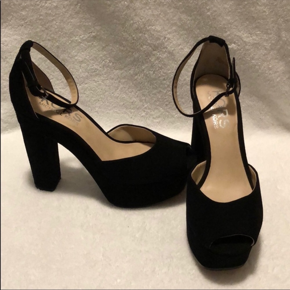 Michael Kors platform peep toe suede sandal